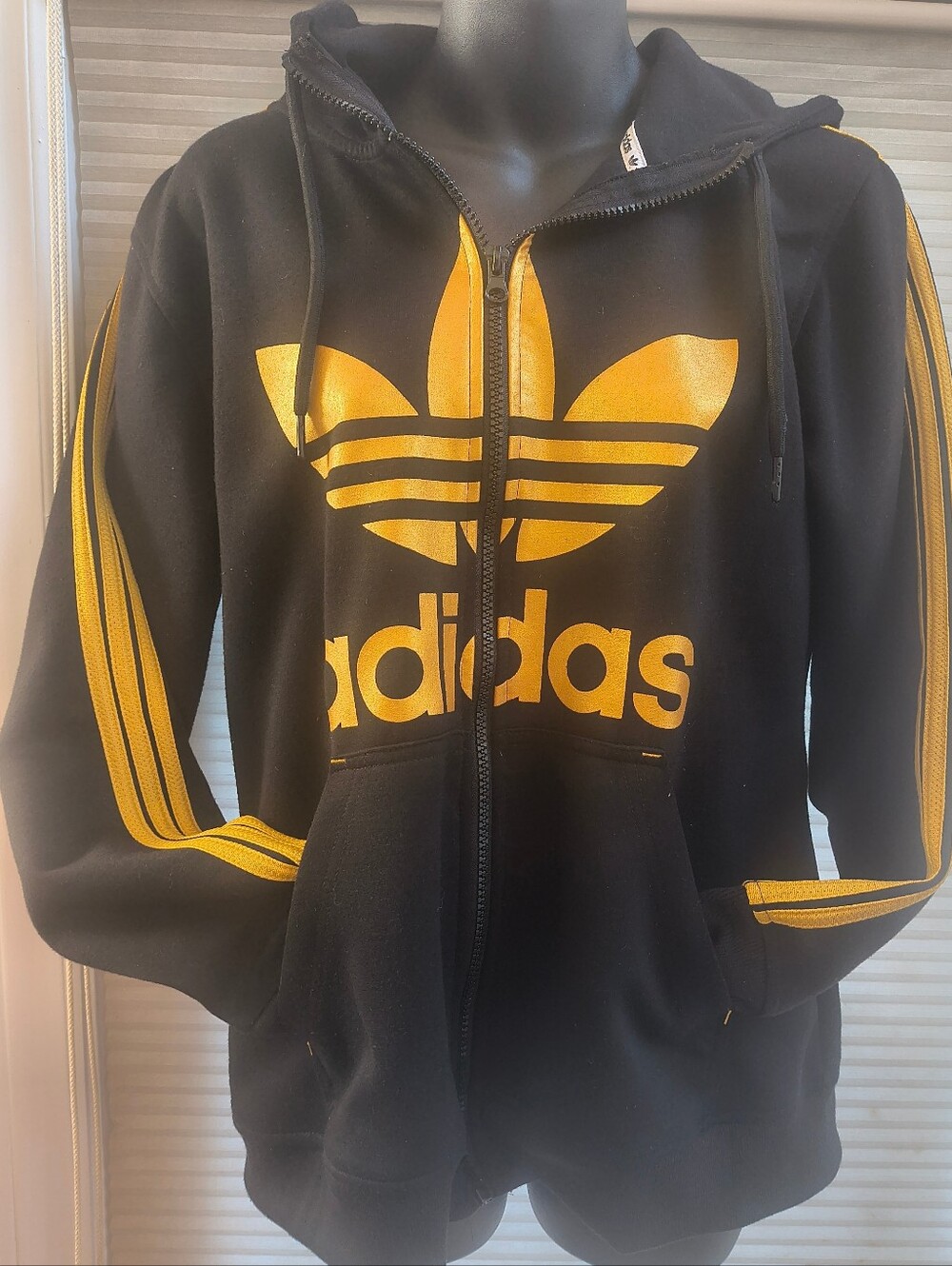 Adidas Black Hoodie with Gold Trefoil Logo - Picture 2 of 5